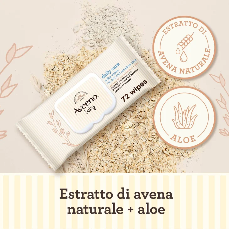 Aveeno Baby Salviettine per Bambini Daily Care Pelli Delicate e Sensibili,72pz
