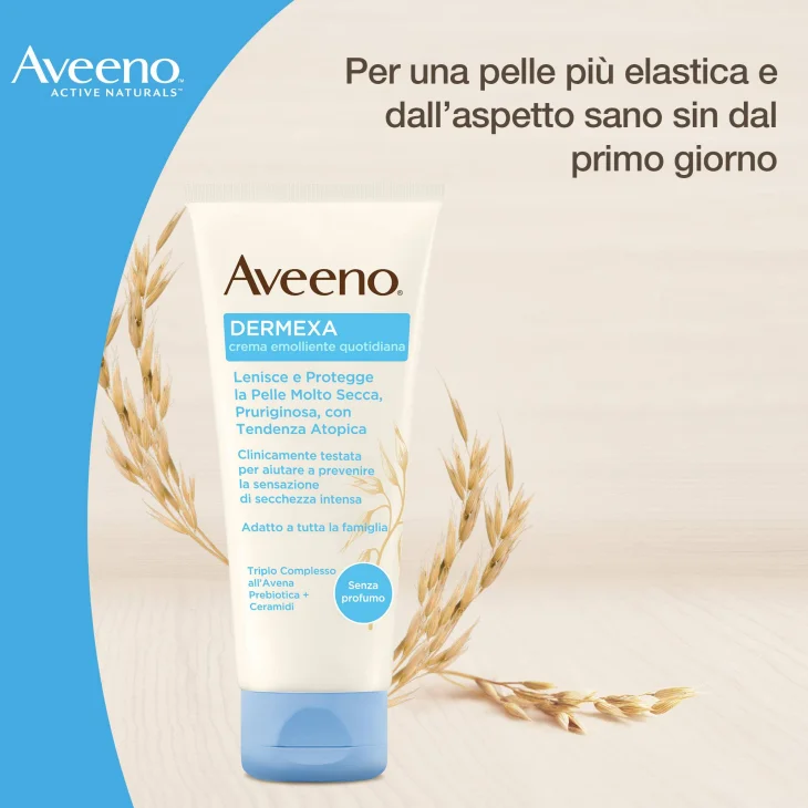 Aveeno Crema Emolliente per Uso Quotidiano Dermexa Pelli Sensibili Molto Secche a Tendenza Atopica 200 ml