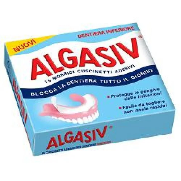 Algasiv Cuscinetti Adesivi Per Protesi Dentaria Inferiore 15 Pezzi