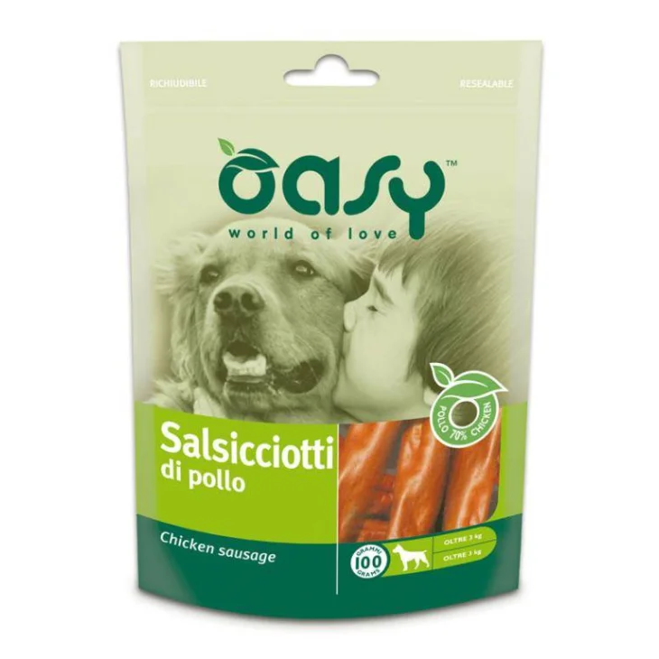 Oasy Snack Salsicciotti di pollo per cani 100 G