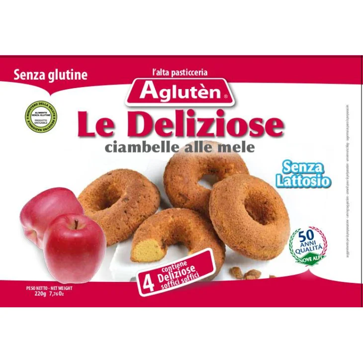 Agluten Deliziose Ciambelline alle Mele Senza Glutine Senza Lattosio 4 x 55 g