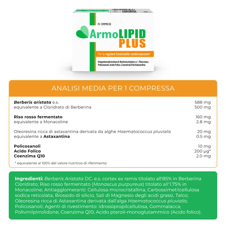 ArmoLipid Plus Integratore Naturale per il Controllo del Colesterolo 60 compresse