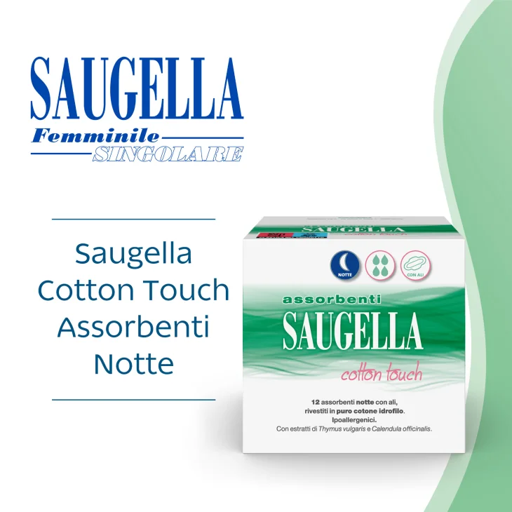 Saugella Cotton Touch Assorbenti Notte  con Ali 12 pezzi