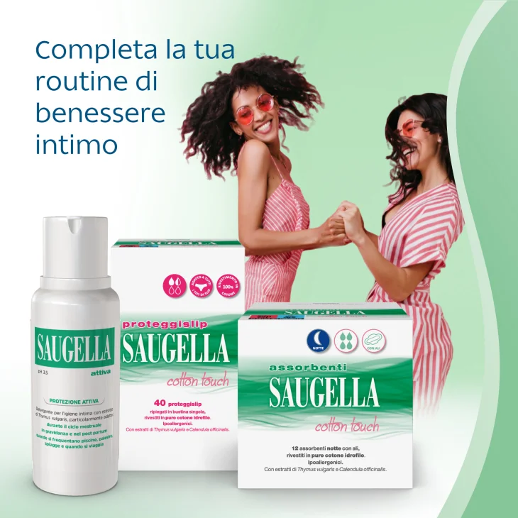 Saugella Cotton Touch Assorbenti Notte  con Ali 12 pezzi