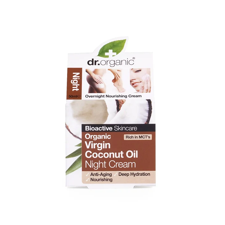 Dr Organic Virgin Coconut Oil Night Cream Crema Notte per il viso all'Olio di Cocco 50 ml