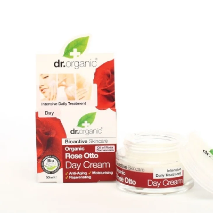 Dr Organic Rose Otto Day Cream Crema Giorno Viso all'Olio Essenziale di Rosa 50 ml