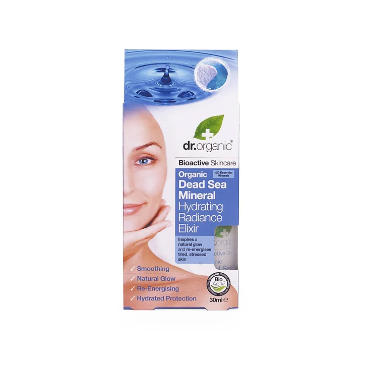 Dr Organic Dead Sea Mineral Hydrating Radiant Elixir Olio Idratante Viso ai Sali del Mar Morto 30 ml