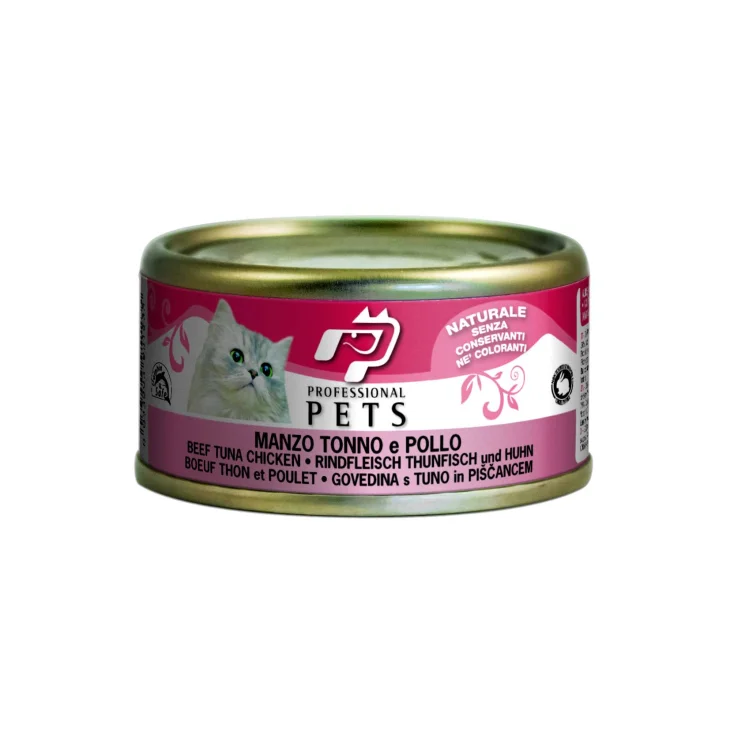 Professional Pets Cibo umido per gatti Manzo Tonno e Pollo 70 g