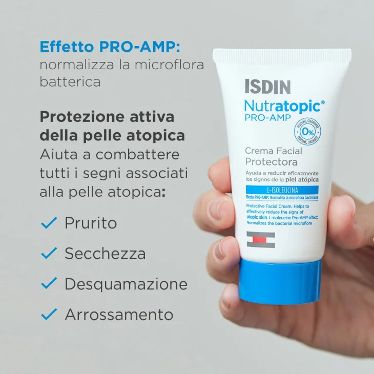 Isdin Nutratopic Pro-AMP Crema Viso per Pelle Irritabile 50 ml