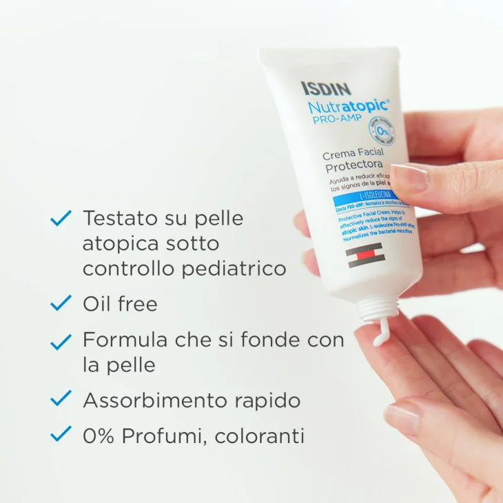 Isdin Nutratopic Pro-AMP Crema Viso per Pelle Irritabile 50 ml