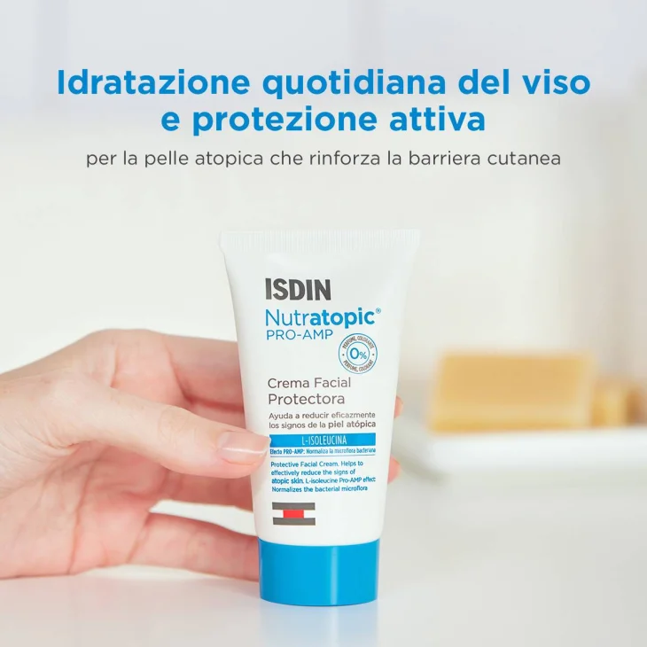 Isdin Nutratopic Pro-AMP Crema Viso per Pelle Irritabile 50 ml