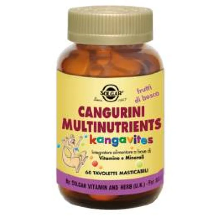 Solgar Cangurini Multinutrients Vitamine per Bambini Gusto Frutti di Bosco 60 tavolette