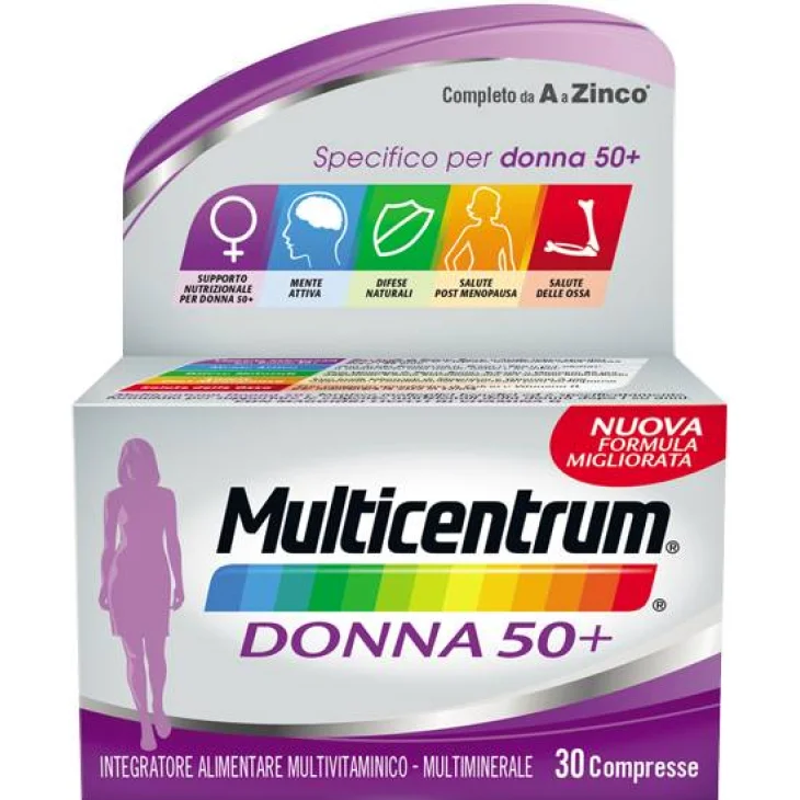 Multicentrum Donna 50+ Integratore Alimentare Mutivitaminico Multiminerale 30 compresse