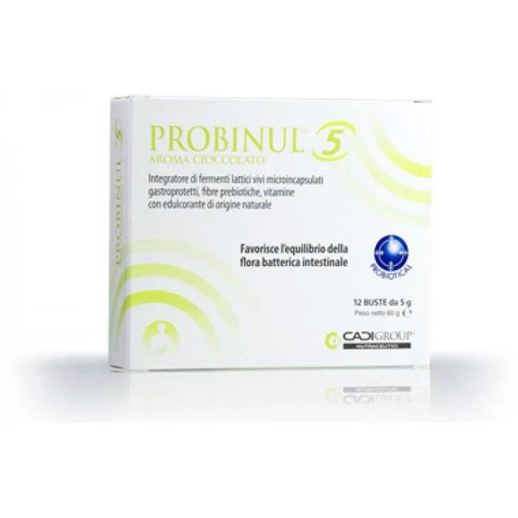 Cadigroup Probinul 5 Integratore di Fermenti Lattici Vivi Gusto Cioccolato 12 bustine