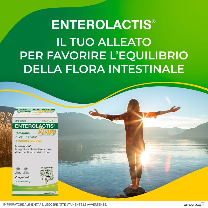 Enterolactis Duo Integratore di Fermenti lattici vivi e fibre 10 bustine