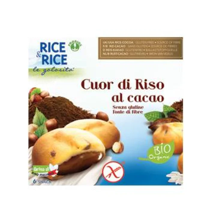 Rice&Rice Cuor di Riso al Cacao Snack Biologico Senza Glutine