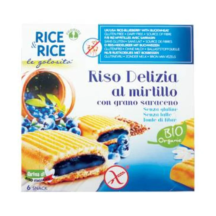 Rice&Rice Riso Delizia con mirtillo e grano saraceno Merendina biologica senza glutine 6 x 33  g