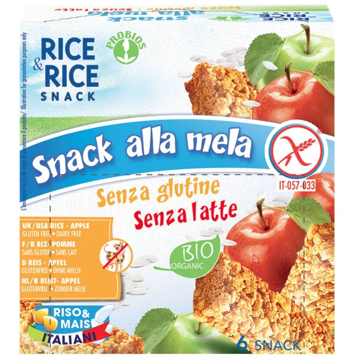 Rice&Rice Snack di Riso alla Mela biologico senza glutine e latte 6 x 21 g