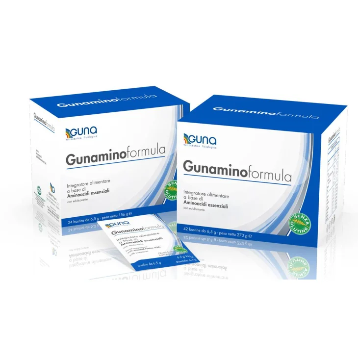 Gunamino Formula Integratore di Aminoacidi Essenziali 24 bustine x 6,5 g
