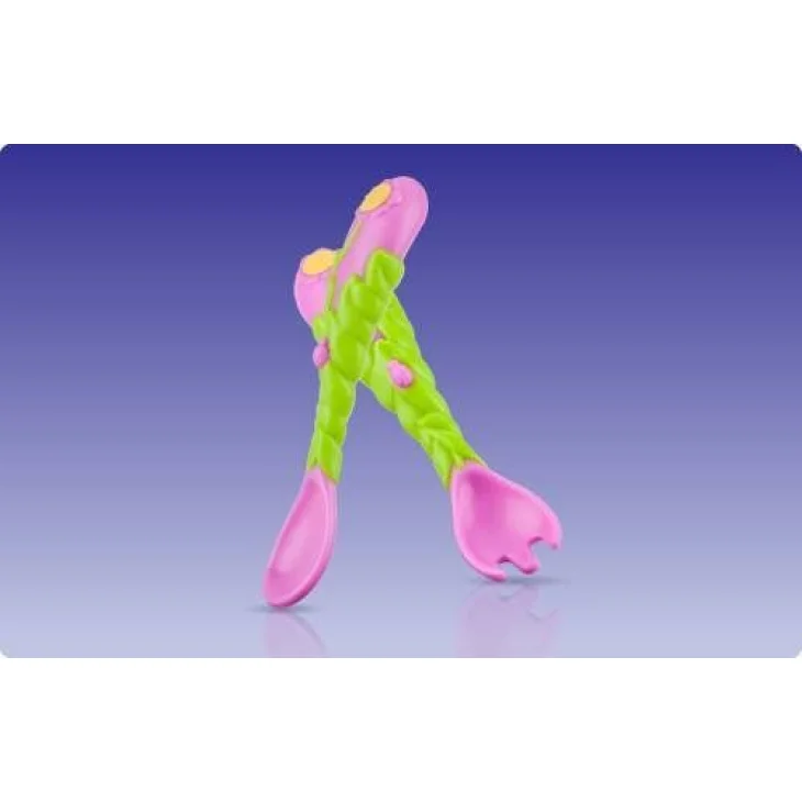 Nuby Flower Child Forchetta e cucchiaio antiscivolo 1 pezzo