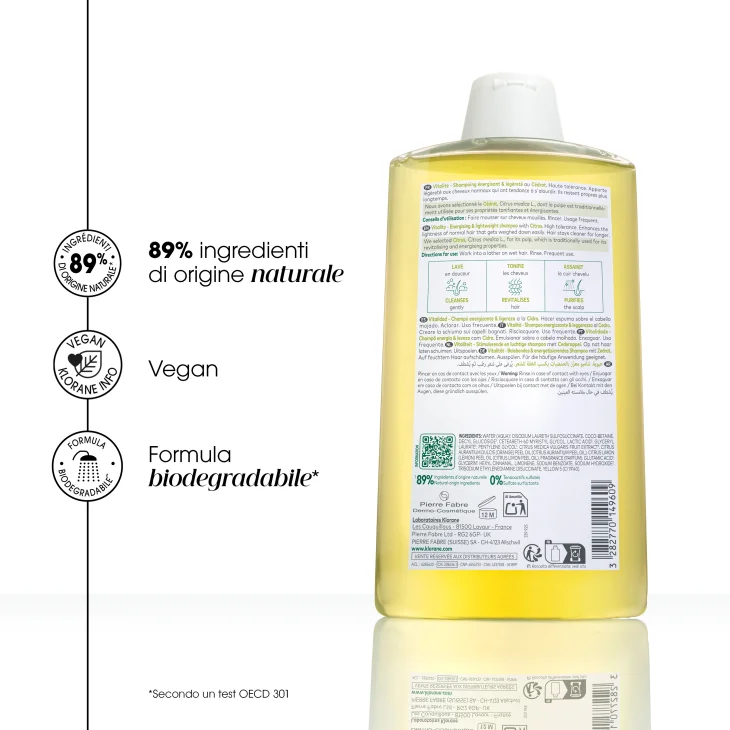 Klorane Shampoo alla Polpa di Cedro Leggero Capelli Da Normali a Grassi 200 ml