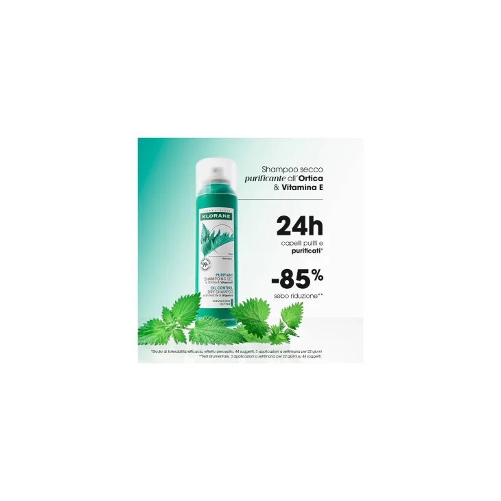 Klorane Shampoo Secco Purificante All'Estratto di Ortica e Vitamina E 150 ml