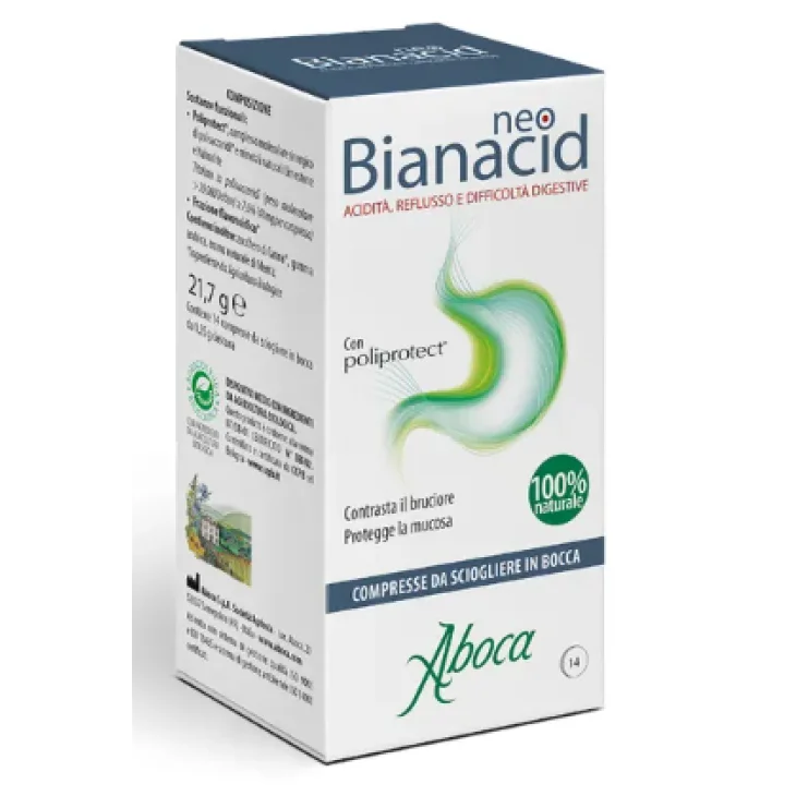 Aboca NeoBianacid Integratore Contro Acidità e Reflusso Gastrico 14 compresse