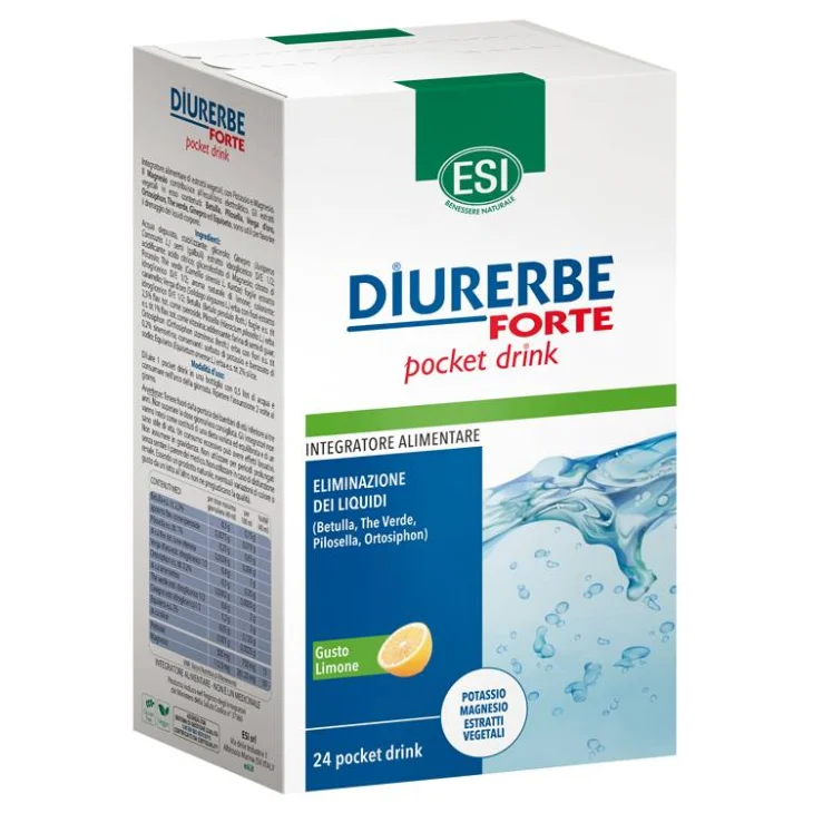 Esi Diurerbe Forte Pocket Drink Limone Integratore Drenante 24 stick