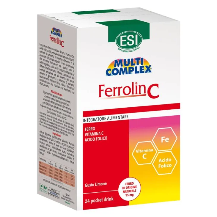 ESI Ferrolin C Pocket Drink Integratore di Ferro e Vitamine