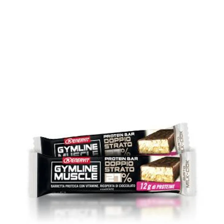 Enervit Gymline Muscle Protein Bar 27% Barretta proteica doppio strato Milk-Ciok 45 g