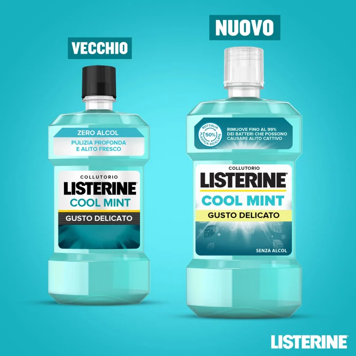 Listerine Collutorio Cool Mint Gusto Delicato Menta Alito Fresco Senza Alcol 500ml