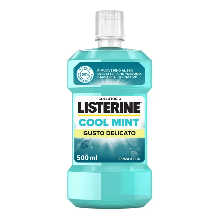 Listerine Collutorio Cool Mint Gusto Delicato Menta Alito Fresco Senza Alcol 500ml