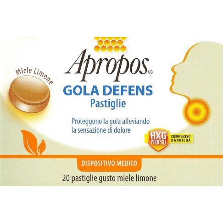 Apropos Gola Defens Pastiglie Gusto Limone e Miele Integratore per la Gola 20 Pastiglie