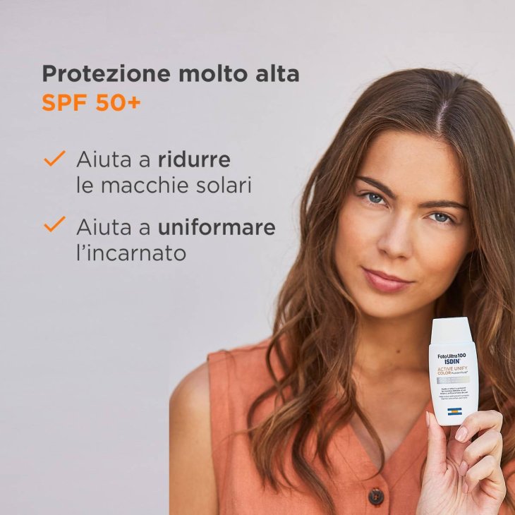 Isdin FotoUltra100 Active Unify COLOR Fusion Fluid Crema per Macchie sulla Pelle SPF 50+ SPF Reale 100+