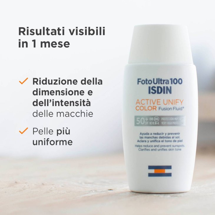 Isdin FotoUltra100 Active Unify COLOR Fusion Fluid Crema per Macchie sulla Pelle SPF 50+ SPF Reale 100+