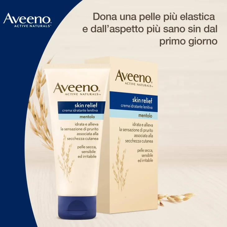 Aveeno Crema Idratante Lenitiva Skin Relief Mentolo Pelli Secche 200ml