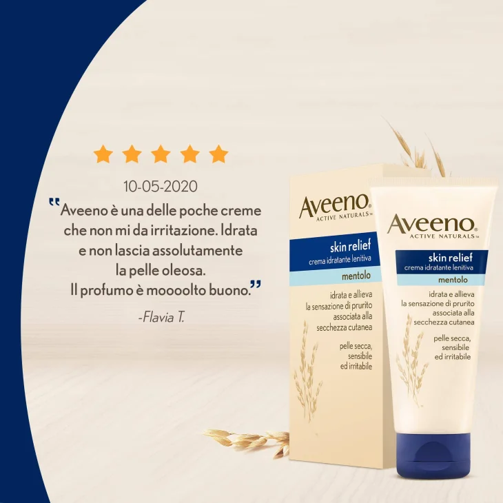 Aveeno Crema Idratante Lenitiva Skin Relief Mentolo Pelli Secche 200ml