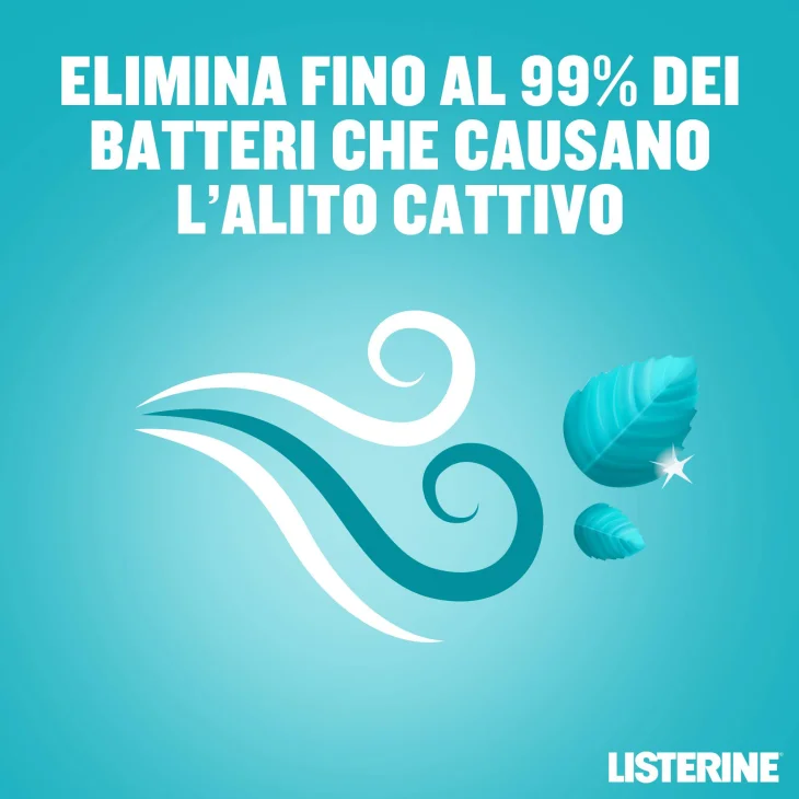 Listerine Collutorio Coolmint a Base di Oli Essenziali Antibatterici di Menta, Timo, Betulla, Eucalipto 500ml
