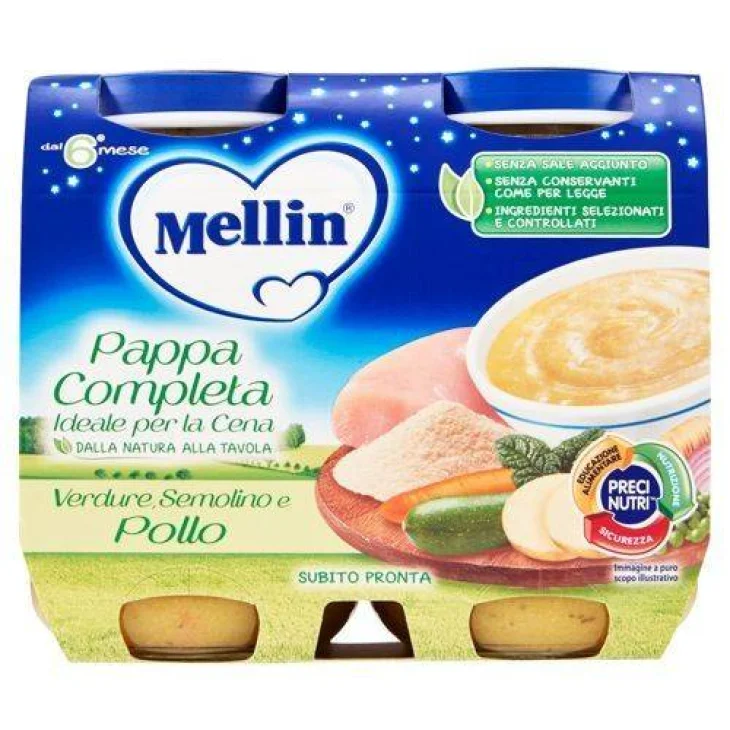 Mellin Baby Cena Pappa Completa Verdure Semolino e Pollo