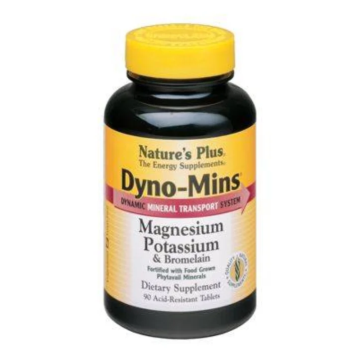 Nature's Plus Dyno Mins Magnesio/Potassio e Bromelaina Integratore di Sali Minerali