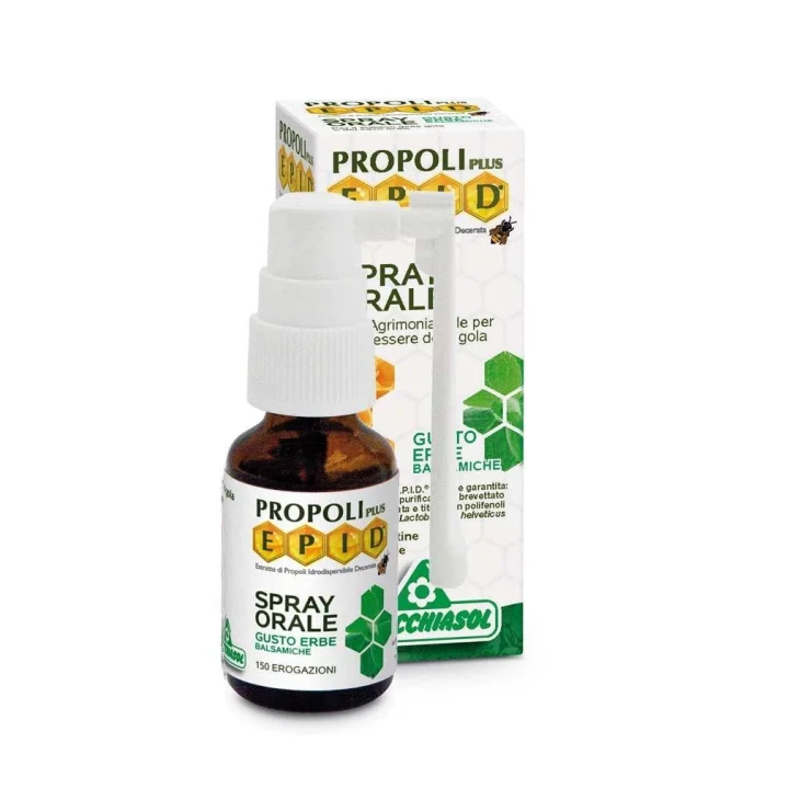 Specchiasol Propoli Plus Epid Spray Orale per la Gola con Agrimonia al Gusto Erbe Balsamiche
