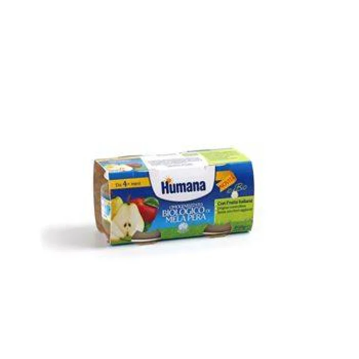 Humana Omogeneizzato Biologico Gusto Mela e Pera 2 x 100 g