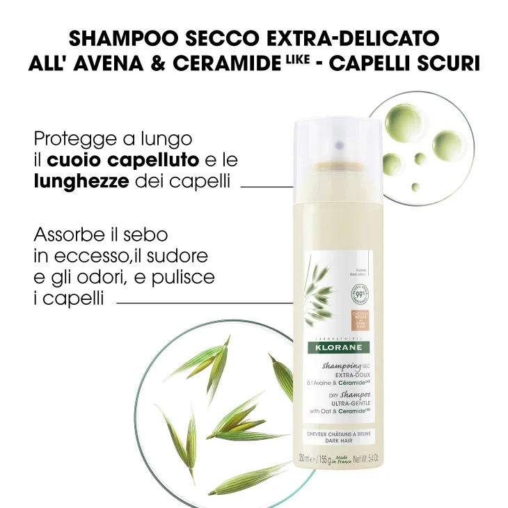 Klorane Shampoo Secco all'Avena Uso Frequente Capelli Scuri Klorane Shampoo Secco all'Avena Uso Frequente Capelli Scuri