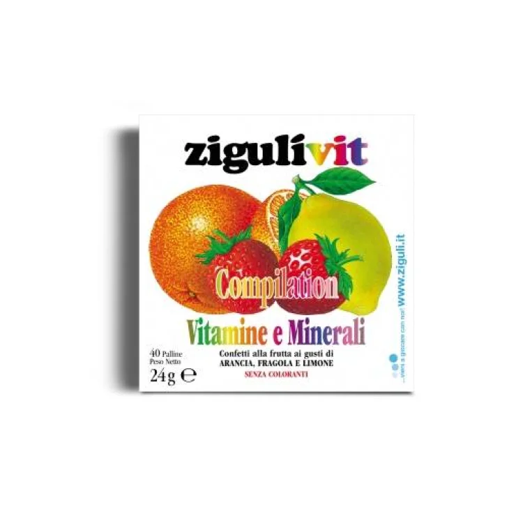 Zigulì Compilation Vitamine e Minerali Caramelle Gusto Arancia Fragola e Limone
