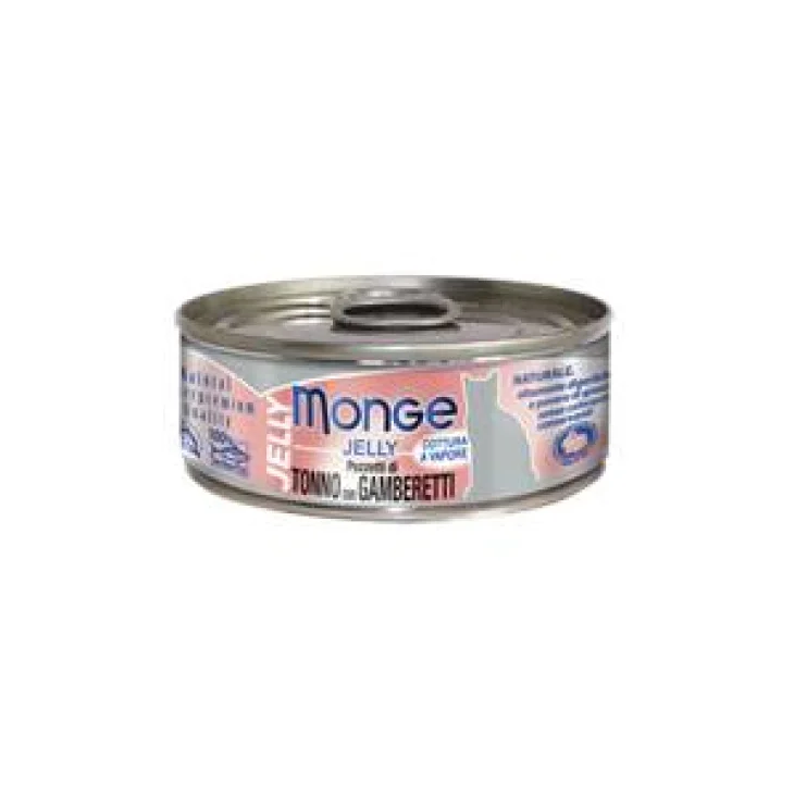 Monge Jelly Cibo Umido per Gatti con pezzetti di Tonno e Gamberetti 80 g