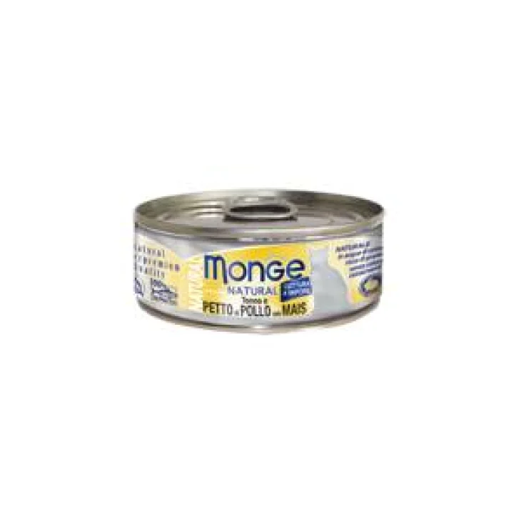 Monge Delicate Cibo umido per gatti gusto tonno, pollo e mais 80 g
