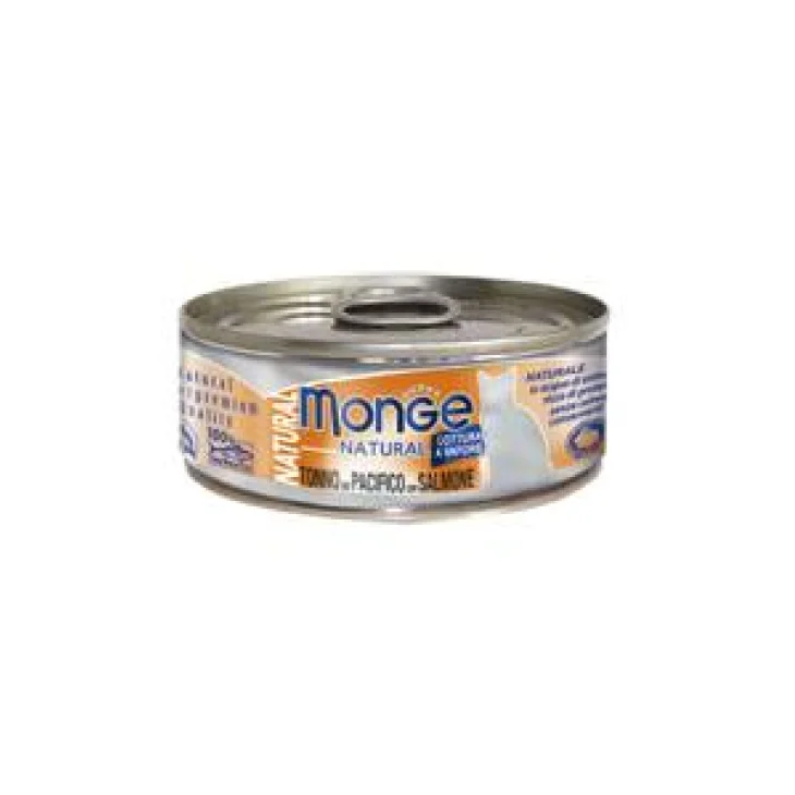 Monge Natural Cibo umido per gatti al gusto Tonno Pacifico e Salmone 80 g