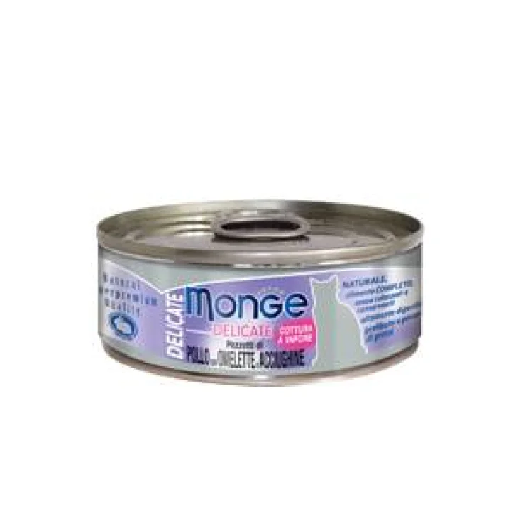 Monge Delicate Cibo umido per Gatti Gusto Pollo Omelette e Acciughine 80 g