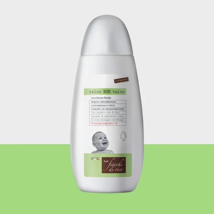 Fiocchi di Riso Talco non Talco Emulsione Fluida a Doppia Azione per Bambini 120 ml