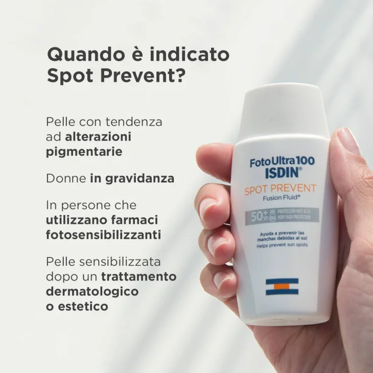 Isdin FotoUltra100 Spot Prevent Fusion Fluid Protezione Solare Viso SPF 50+ SPF Reale 100+